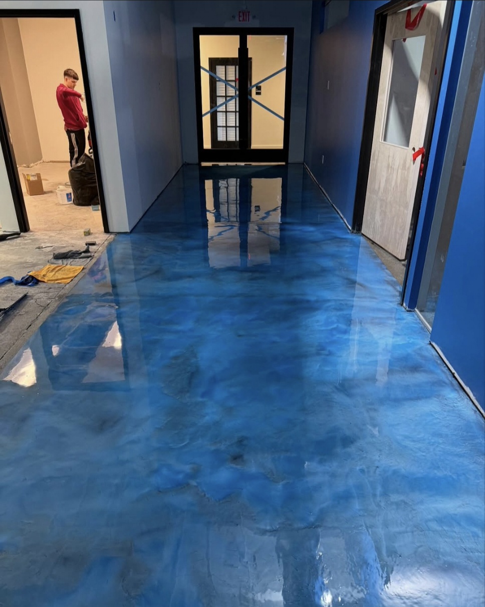 Commercial floor after metallic epoxy
